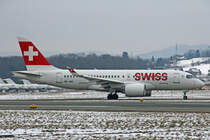 SWISS Global Air Lines, HB-JBC, Bombardier CS-100, 18.Januar 2017, ZRH Zrich, Switzerland.