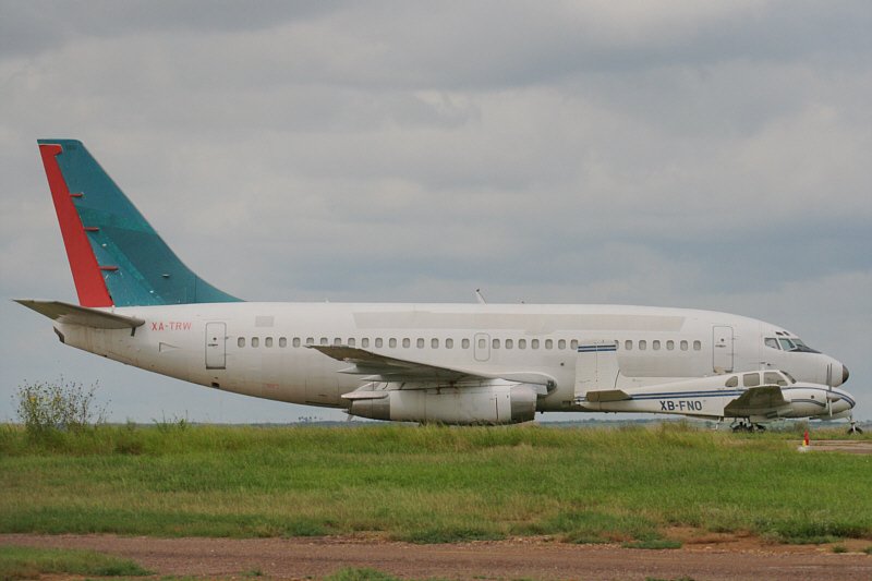 XA-TRW, B737-200, Laredo IAP KLRD/LRD, 03.09.07, having a quite versatile history, this old lady served with no less than 11 Airlines. Built in 1969 it has been stored at Laredo since november 2006, maybe it has been wrecked by now.